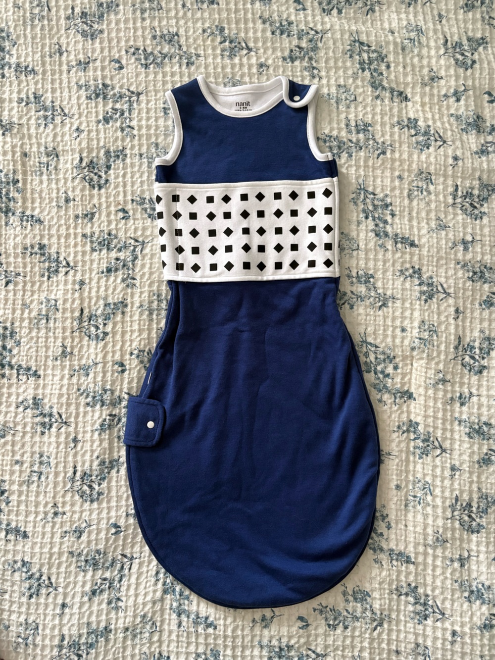 Nanit Navy Blue Baby Sleep Sack with breathing wear